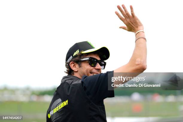 Legend Valentino Rossi of Italy follow the Sprint Raceœ of MotoGP of Italy at Mugello Circuit on June 10, 2023 in Scarperia, Italy.