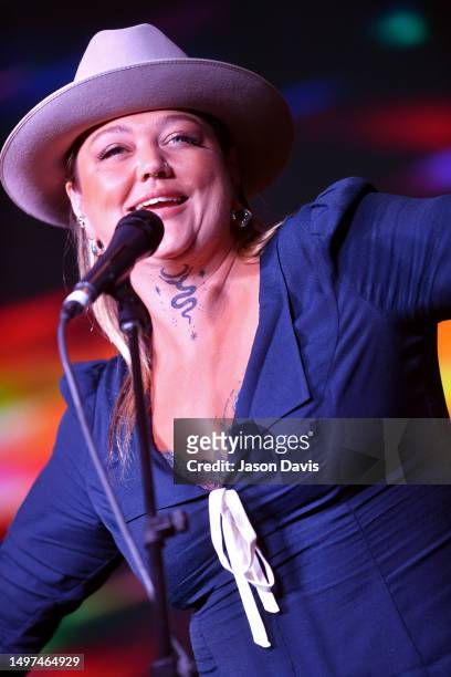 Elle King performs onstage during SiriusXM's The Music Row Happy Hour Live On The Highway from Margaritaville on June 10, 2023 in Nashville,...