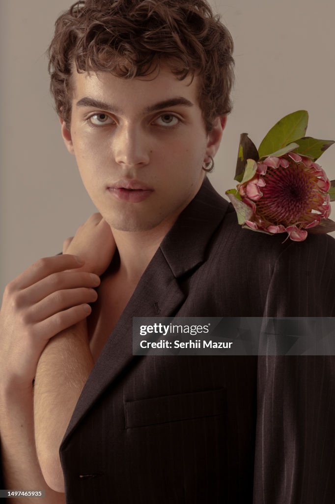 Tender man's portrait - stock photo
