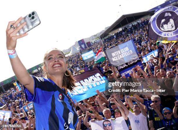 Matilde Gioli on the stage before the UEFA Champions League 2022/23 final on June 10, 2023 in Istanbul, Turkey.