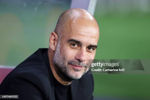 Pep Guardiola, Manager of Manchester City, looks on during the UEFA Champions League 2022/23 final match between FC Internazionale and Manchester...