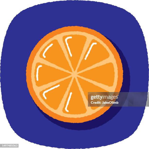 orange cut in half doodle 4 - acid texture stock illustrations