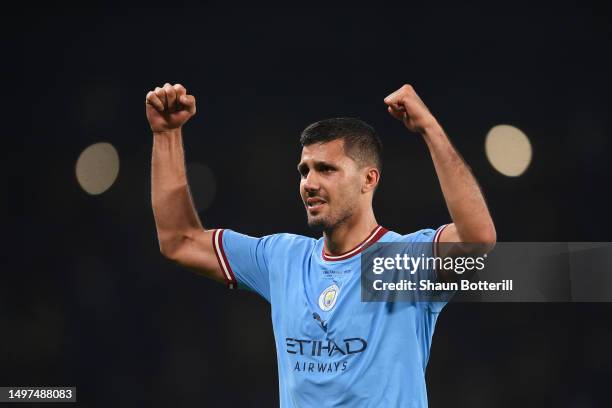 Rodri of Manchester City celebrates after the team's victory in the UEFA Champions League 2022/23 final match between FC Internazionale and...