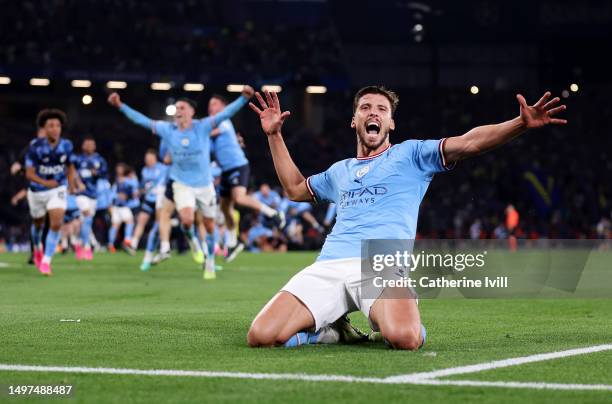 Ruben Dias of Manchester City celebrates after the team's victory during the UEFA Champions League 2022/23 final match between FC Internazionale and...