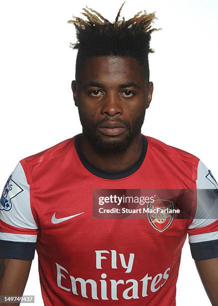 Alex Song of Arsenal poses for a photo during the Arsenal Team Photocall at London Colney on August 1, 2012 in St Albans, England.