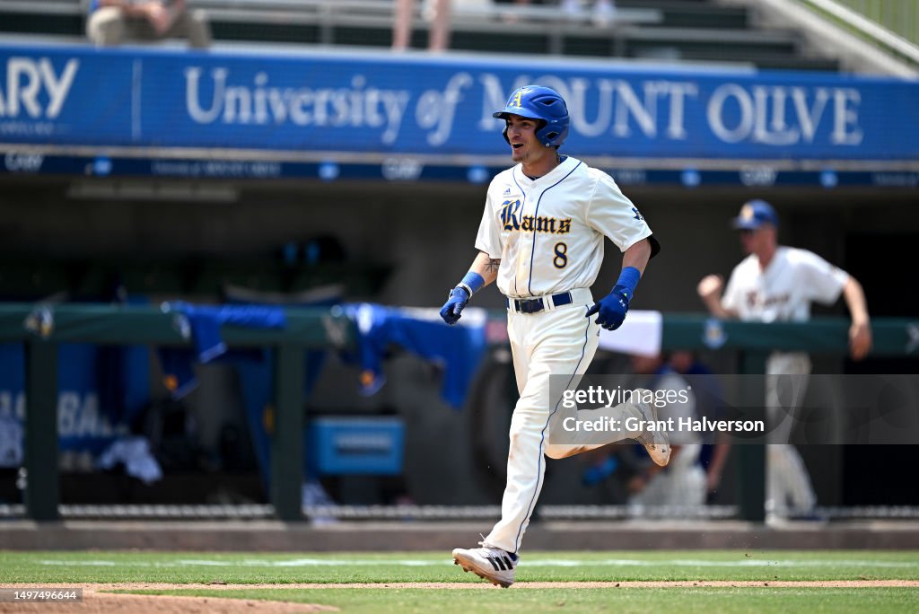 Angelo State Rams Baseball Jacob Guerrero of the Angelo State Rams rounds third base after a ...