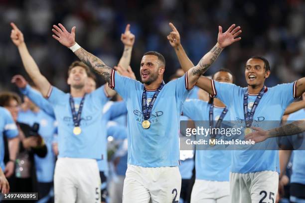 Kyle Walker of Manchester City celebrates after the team's victory in the UEFA Champions League 2022/23 final match between FC Internazionale and...