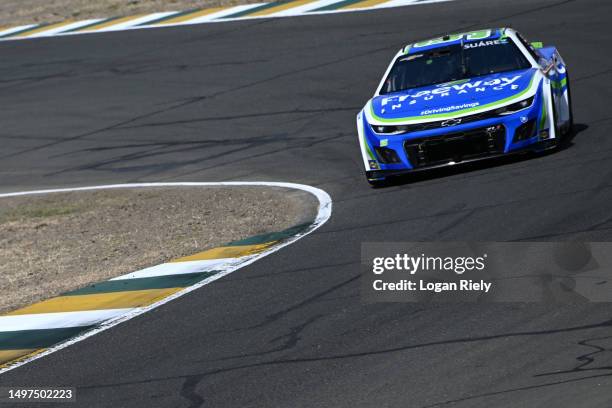 Daniel Suarez, driver of the Freeway Insurance Chevrolet, drives during practice for the NASCAR Cup Series Toyota / Save Mart 350 at Sonoma Raceway...