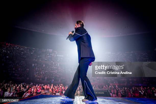 Singer Manuel Carrasco performs during 'Corazón y flecha' tour at Coliseum Coruña on June 10, 2023 in A Coruna, Spain. .