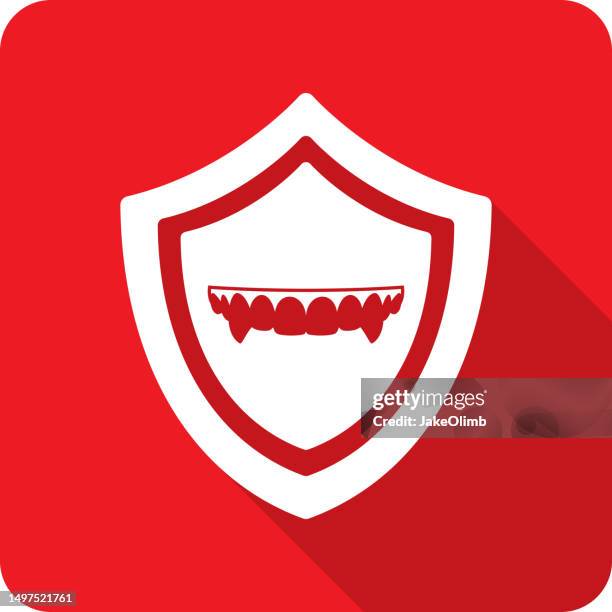 shield vampire fangs icon silhouette 3 - sharp teeth stock illustrations