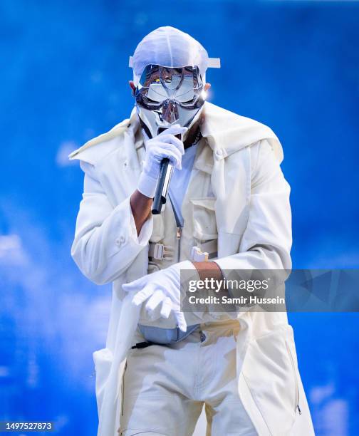 Abel 'The Weeknd' Tesfaye performs live at Etihad Stadium as part of his After Hours til Dawn Tour on June 10, 2023 in Manchester, England.