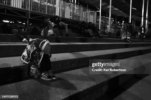 Race fans seen in the main straight grandstands during the 100th anniversary of the 24 Hours of Le Mans race at the Circuit de la Sarthe on June 11,...