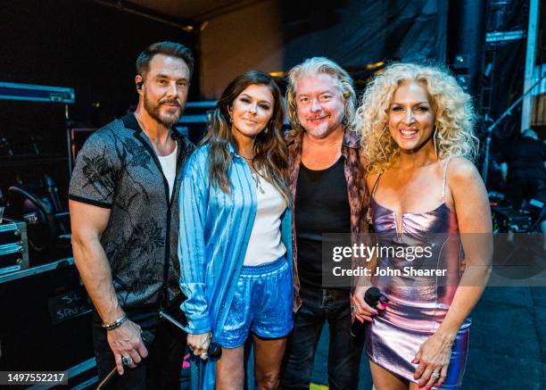 Jimi Westbrook, Karen Fairchild, Phillip Sweet and Kimberly Schlapman of Little Big Town seen backstage for night 3 of the 50th CMA Fest at Nissan...