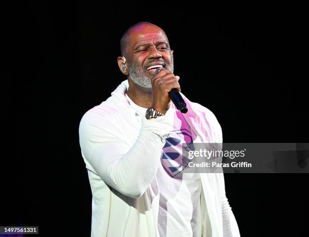 Singer Brian McKnight performs onstage during An Evening of R&B at Mable House Barnes Amphitheatre on June 10, 2023 in Mableton, Georgia.