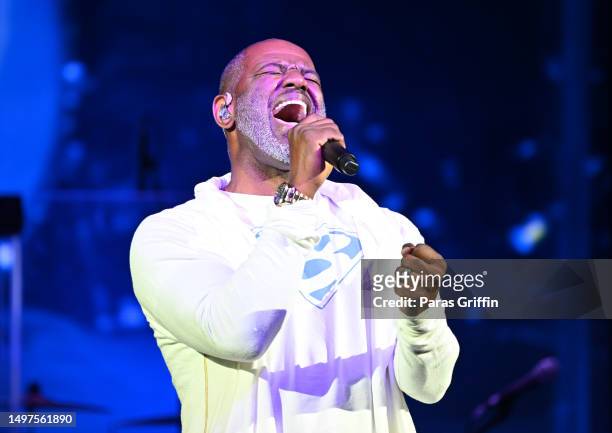 Singer Brian McKnight performs onstage during An Evening of R&B at Mable House Barnes Amphitheatre on June 10, 2023 in Mableton, Georgia.