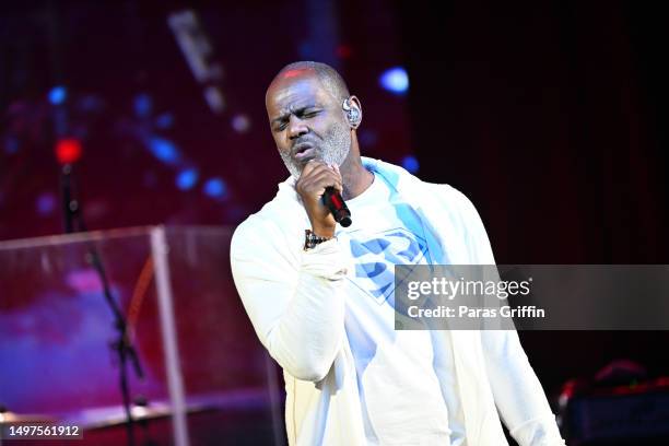 Singer Brian McKnight performs onstage during An Evening of R&B at Mable House Barnes Amphitheatre on June 10, 2023 in Mableton, Georgia.