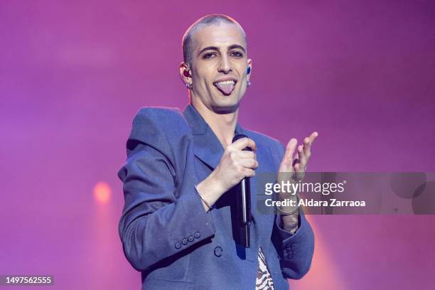 Damiano David of Måneskin performs on stage during day 3 of Primavera Sound Madrid 2023 on June 10, 2023 in Madrid, Spain.