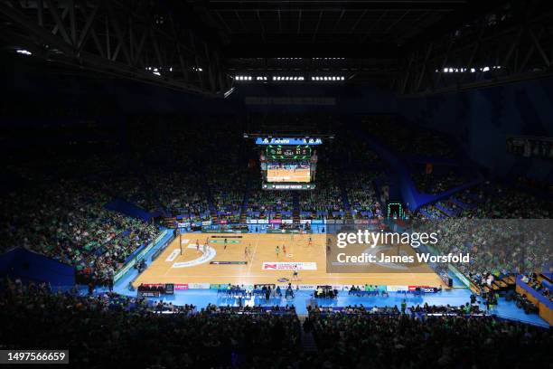 General view of the crowd at RAC Arena during the round 13 Super Netball match between West Coast Fever and Giants Netball at RAC Arena, on June 11...