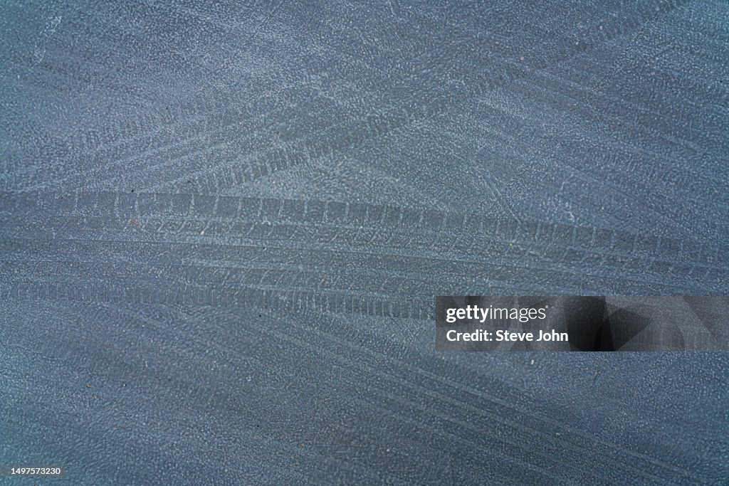 Tire marks on road