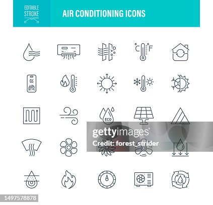 Air Conditioning Icons Editable Stroke Air Conditioning Icons Editable Stroke