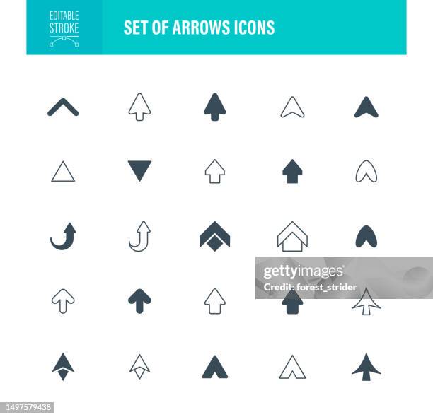 set of arrows icons editable stroke - multiple pathways background stock illustrations