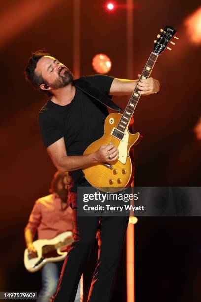 Brad Tursi of Old Dominion performs on stage during day three of CMA Fest 2023 at Nissan Stadium on June 10, 2023 in Nashville, Tennessee.