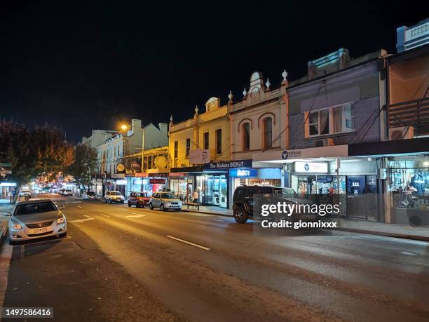 street in launceston by night, tasmania - launceston stock pictures, royalty-free photos & images