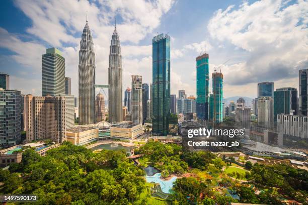 city skyline - kuala lumpur panoramic view. - malaysia bildbanksfoton och bilder