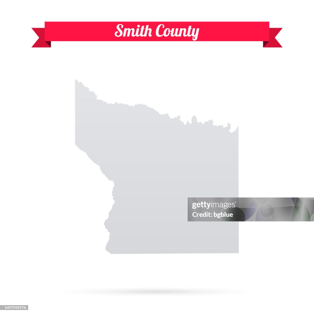 Smith County, Texas. Map on white background with red banner