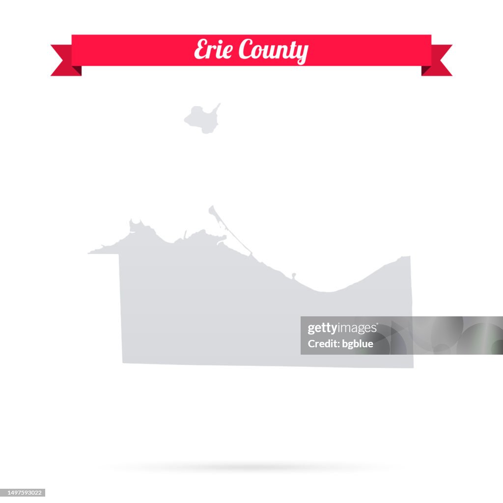 Erie County, Ohio. Map on white background with red banner