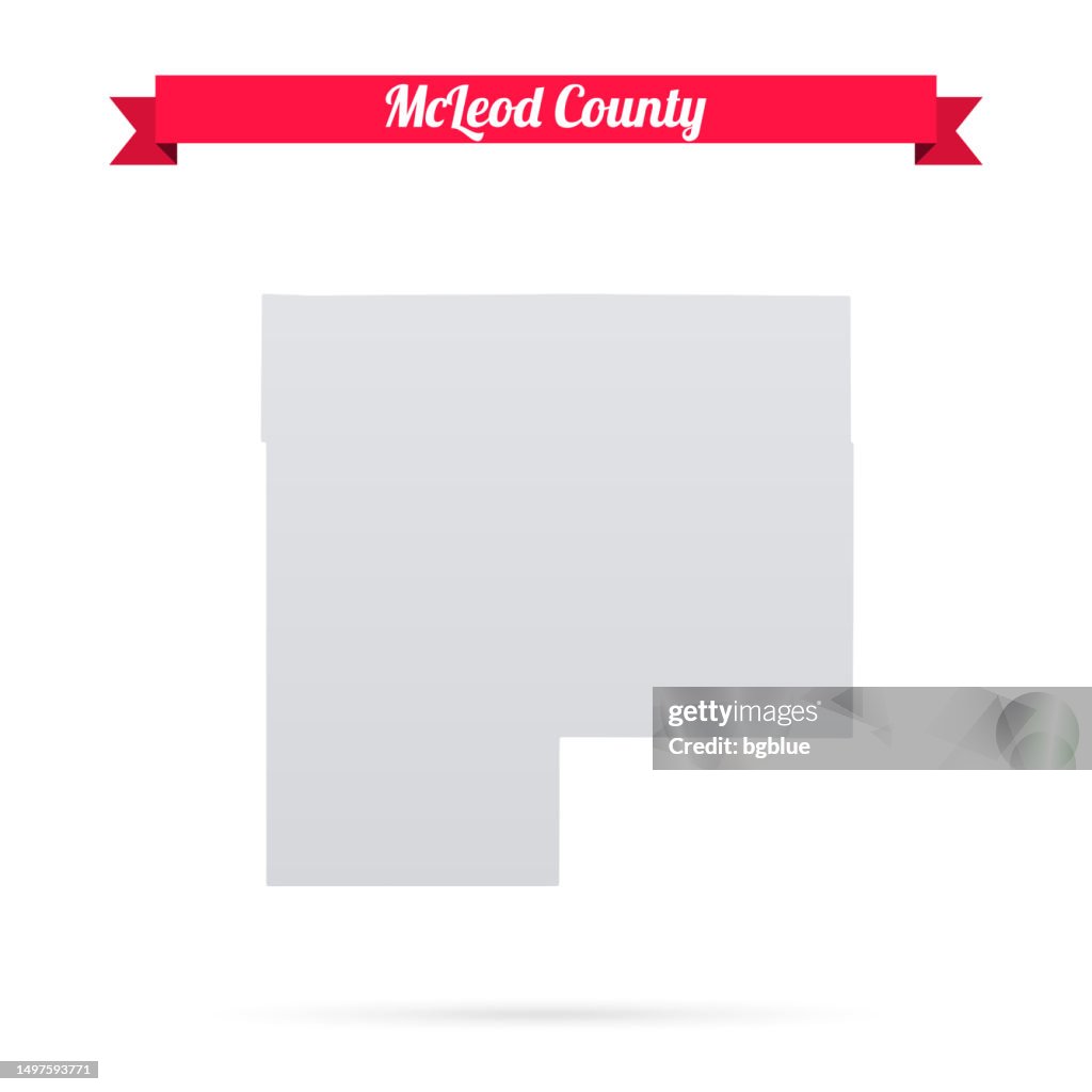 McLeod County, Minnesota. Map on white background with red banner