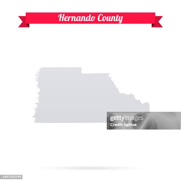hernando county, florida. map on white background with red banner - brooksville florida stock illustrations