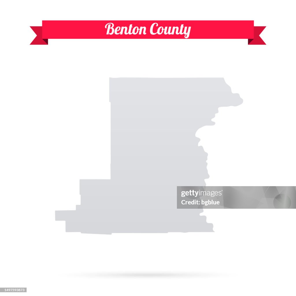 Benton County, Oregon. Map on white background with red banner