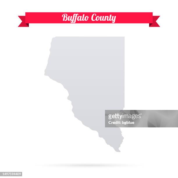 buffalo county, wisconsin. map on white background with red banner - alma stock illustrations
