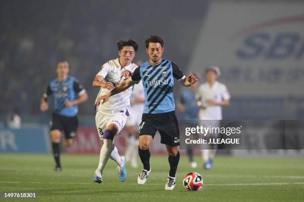 Akihiro IENAGA of Kawasaki Frontale in action in action during the J.LEAGUE Meiji Yasuda J1 17th Sec. Match between Kawasaki Frontale and Sanfrecce...