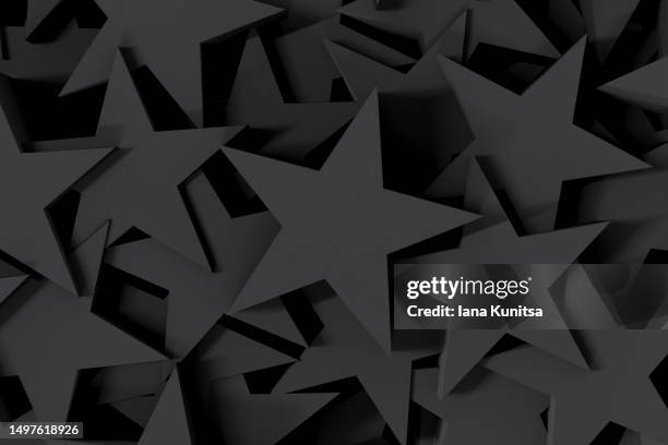 black monochrome stars shape background. abstract 3d pattern. - vip room stock pictures, royalty-free photos & images