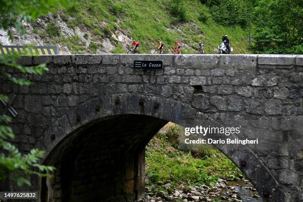 Clément Champoussin of France and Team Arkéa Samsic, Tiesj Benoot of Belgium and Team Jumbo-Visma, Giulio Ciccone of Italy and Team Trek - Segafredo...