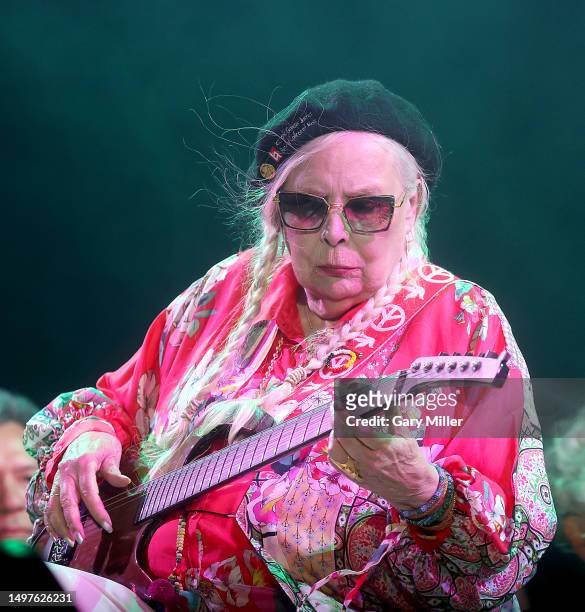 Joni Mitchell performs in concert during "Joni Jam" honoring her at Gorge Amphitheatre on June 10, 2023 in George, Washington.