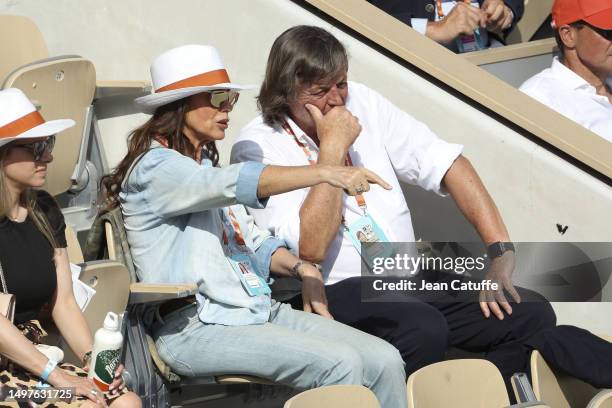 Adriano Panatta and Anna Bonamigo attend the 2023 French Open at Roland Garros on June 09, 2023 in Paris, France.