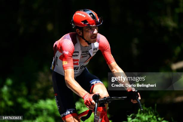 Giulio Ciccone of Italy and Team Trek - Segafredo competes in the breakaway during the 75th Criterium du Dauphine 2023, Stage 8 a 152.8km stage from...