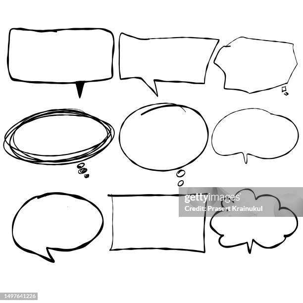 massages and talk. comic speech bubbles style - black and white sketch clouds stock pictures, royalty-free photos & images