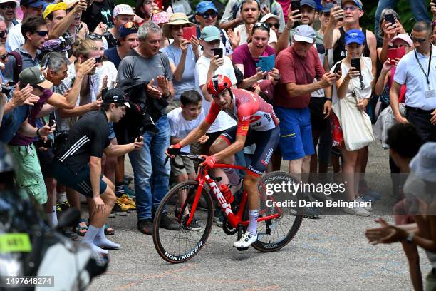 Giulio Ciccone of Italy and Team Trek - Segafredo attacks in the breakaway during the 75th Criterium du Dauphine 2023, Stage 8 a 152.8km stage from...