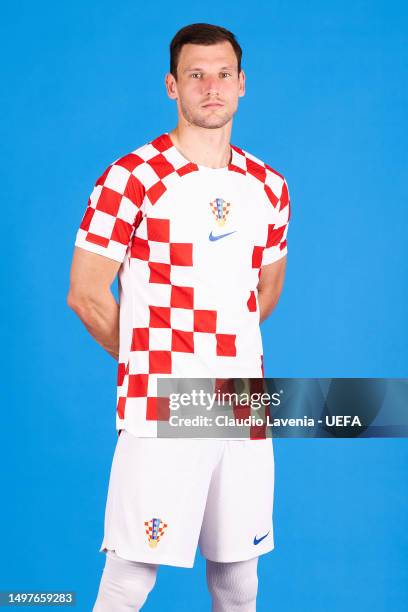 Borna Barisic of Croatia poses for a portrait during the Croatia Finalists Access Day - UEFA Nations League Finals 2022/23 on June 08, 2023 in...