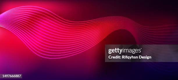 modern glowing neon wave line pattern on dark abstract background. modern futuristic background - aurora stock illustrations