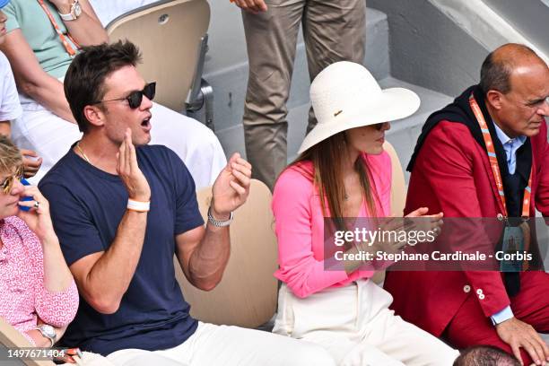 Tom Brady and Jelena Djokovic attend the 2023 French Open at Roland Garros on June 11, 2023 in Paris, France.