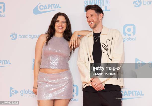 Mae Muller and Sigala attend the Capital Summertime Ball 2023 Arrivals at Wembley Stadium on June 11, 2023 in London, England.