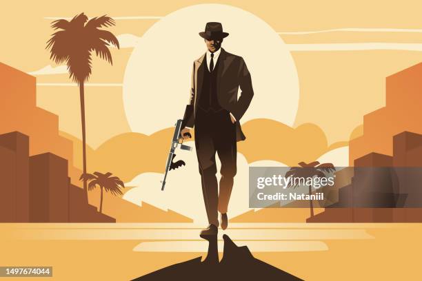 ilustraciones, imágenes clip art, dibujos animados e iconos de stock de gánster - mafia