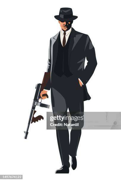 ilustraciones, imágenes clip art, dibujos animados e iconos de stock de gánster - mafia