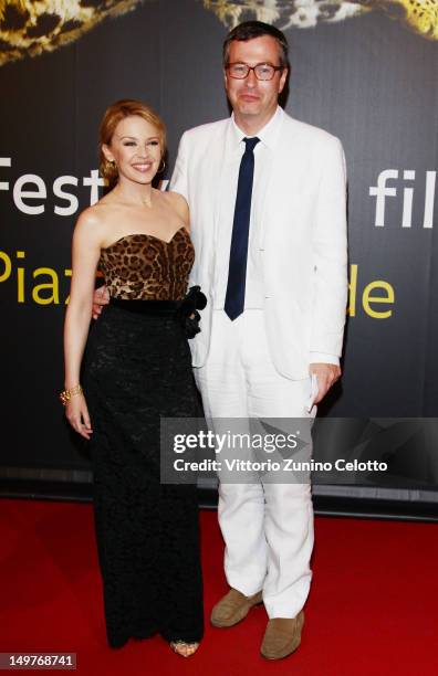Kylie Minogue and Olivier Pere attend the Swisscom Leopard of Honor To Leos Carax red carpet during the 65th Locarno Film Festiva lon August 3, 2012...