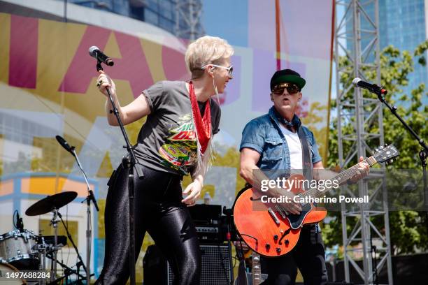 Shawna Thompson and Keifer Thompson of Thompson Square perform on the Chevy Vibes stage at CMA Fest on June 11, 2023 in Nashville, Tennessee.